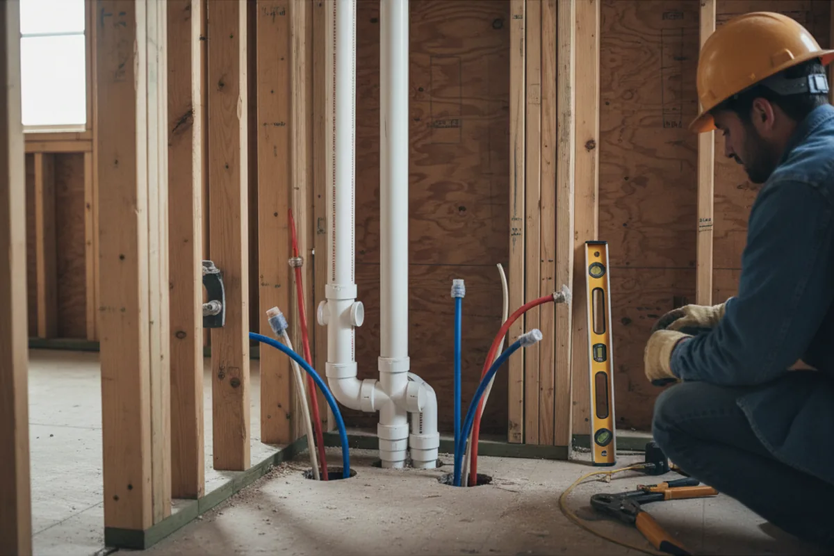 Drain and supply rough-in during Sump Pump Repair in Pine Ridge